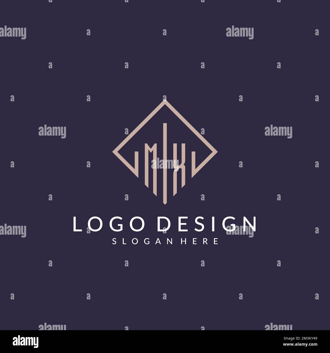 MX initial monogram logo with rectangle style design ideas Stock Vector