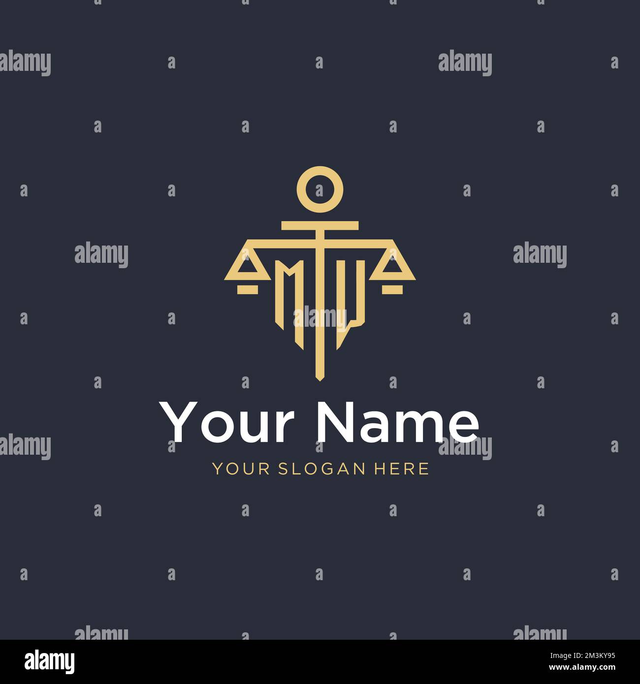 MW initial monogram logo with scale and pillar style design ideas Stock ...