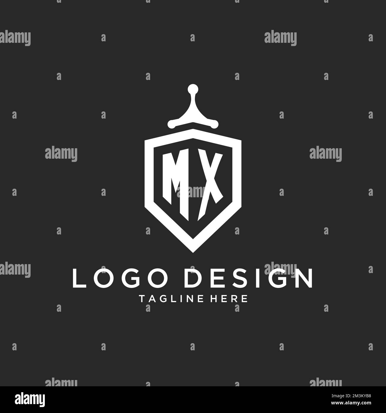 MX monogram logo initial with shield guard shape design ideas Stock Vector