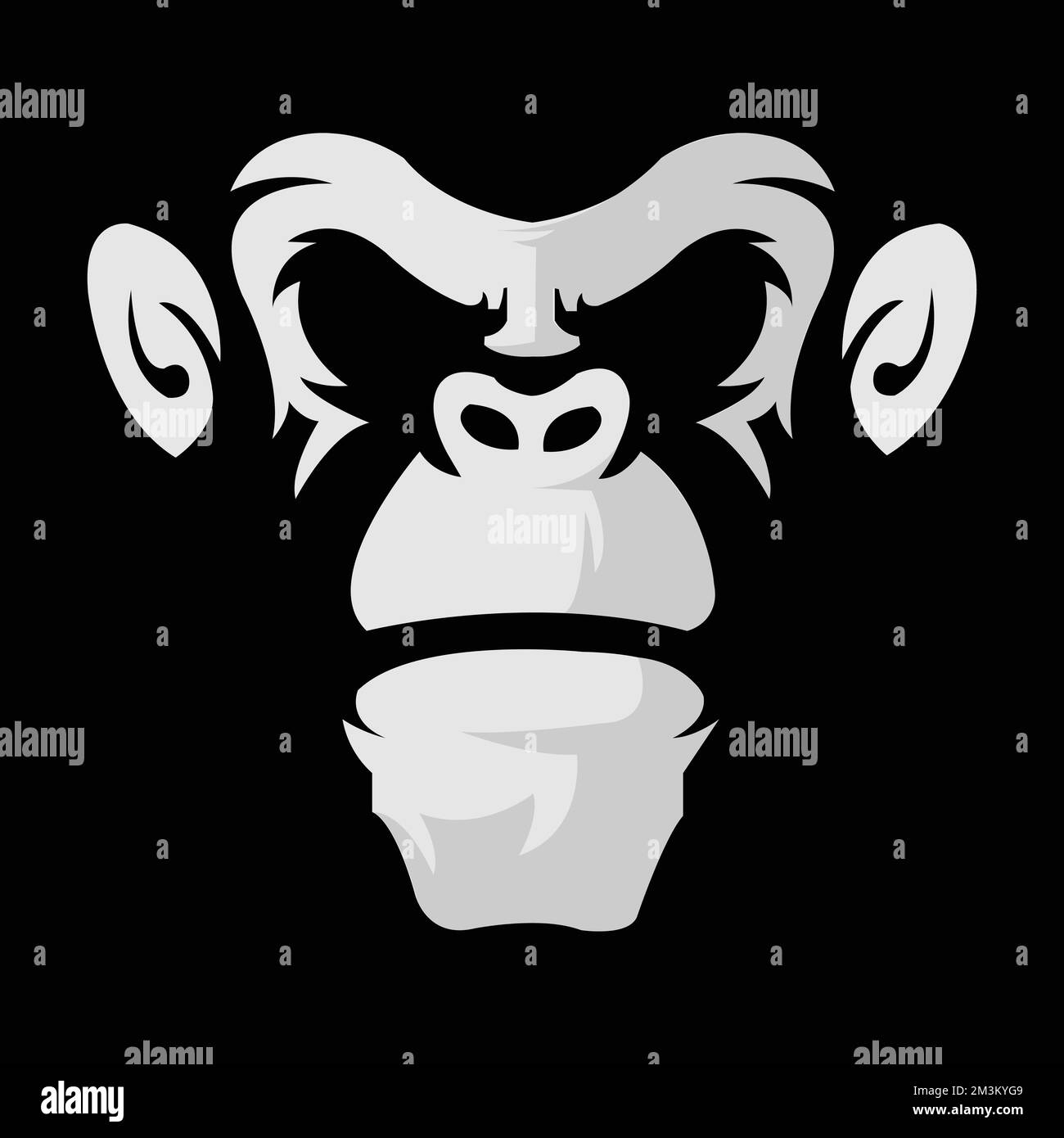 angry gorilla head logo template vector. Monkey face logo template vector.EPS 10 Stock Vector