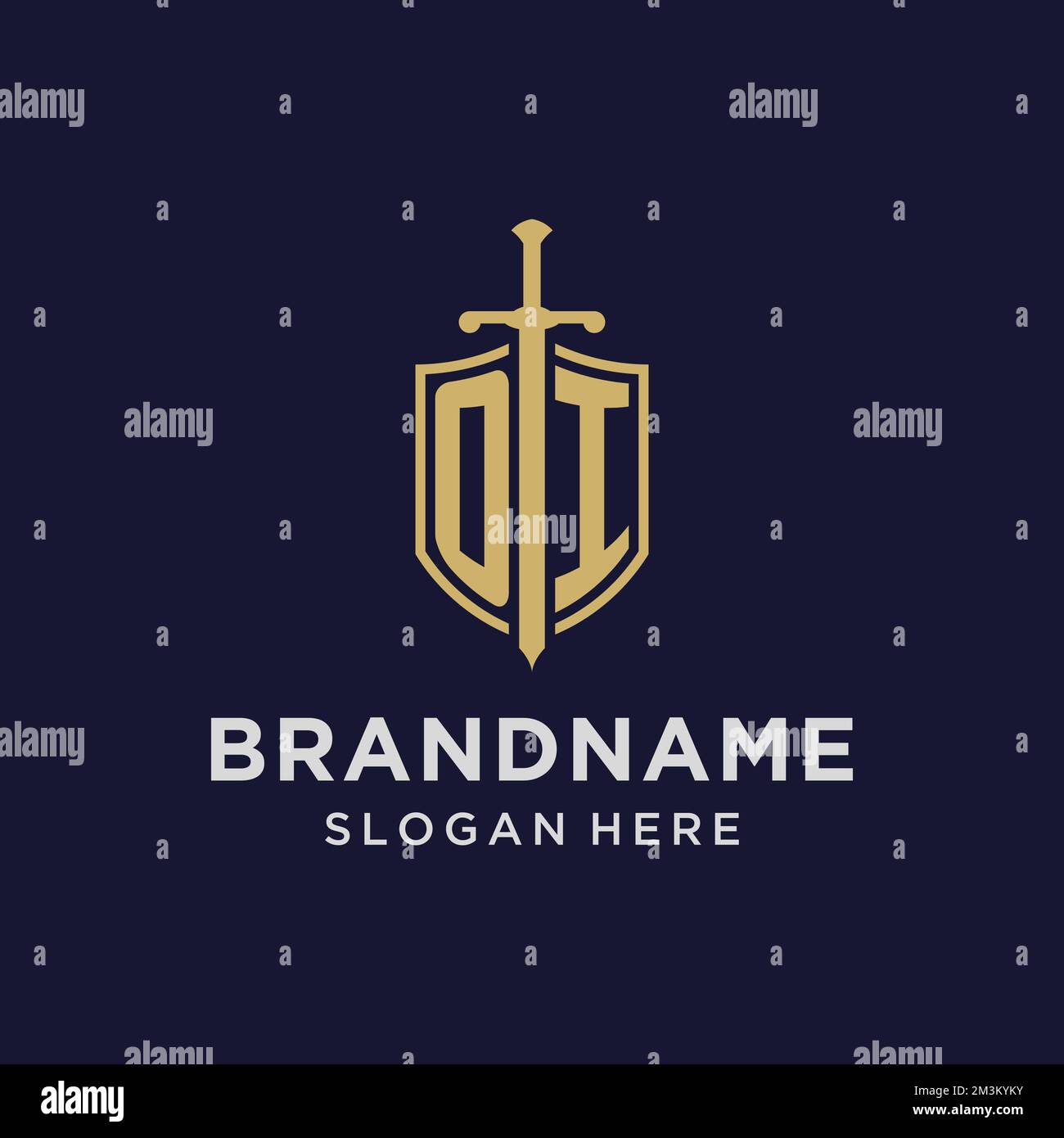 OI logo initial monogram with shield and sword design ideas Stock ...