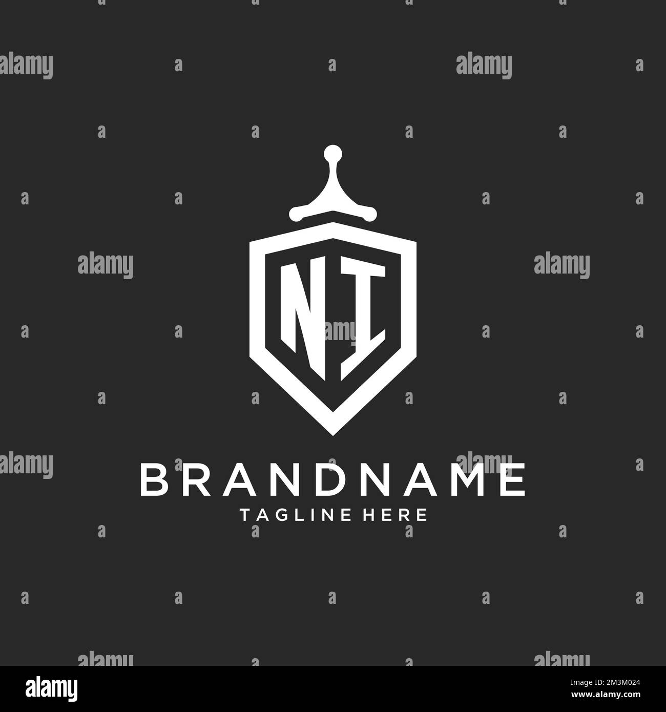 NI monogram logo initial with shield guard shape design ideas Stock ...