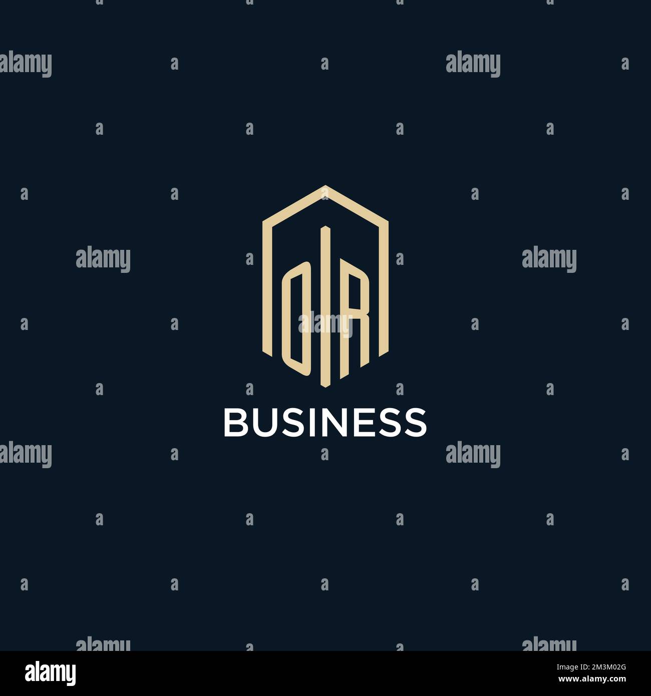 OR initial monogram logo with hexagonal shape style, real estate logo design ideas inspiration vector Stock Vector