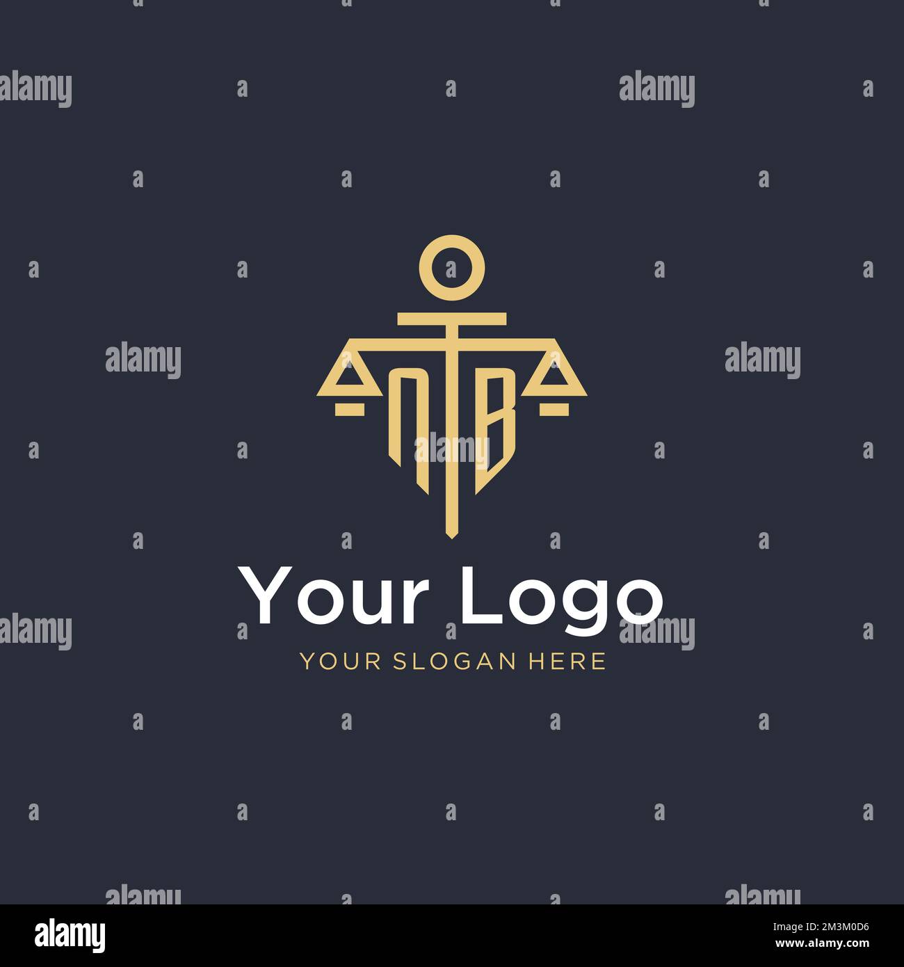 NB initial monogram logo with scale and pillar style design ideas Stock ...