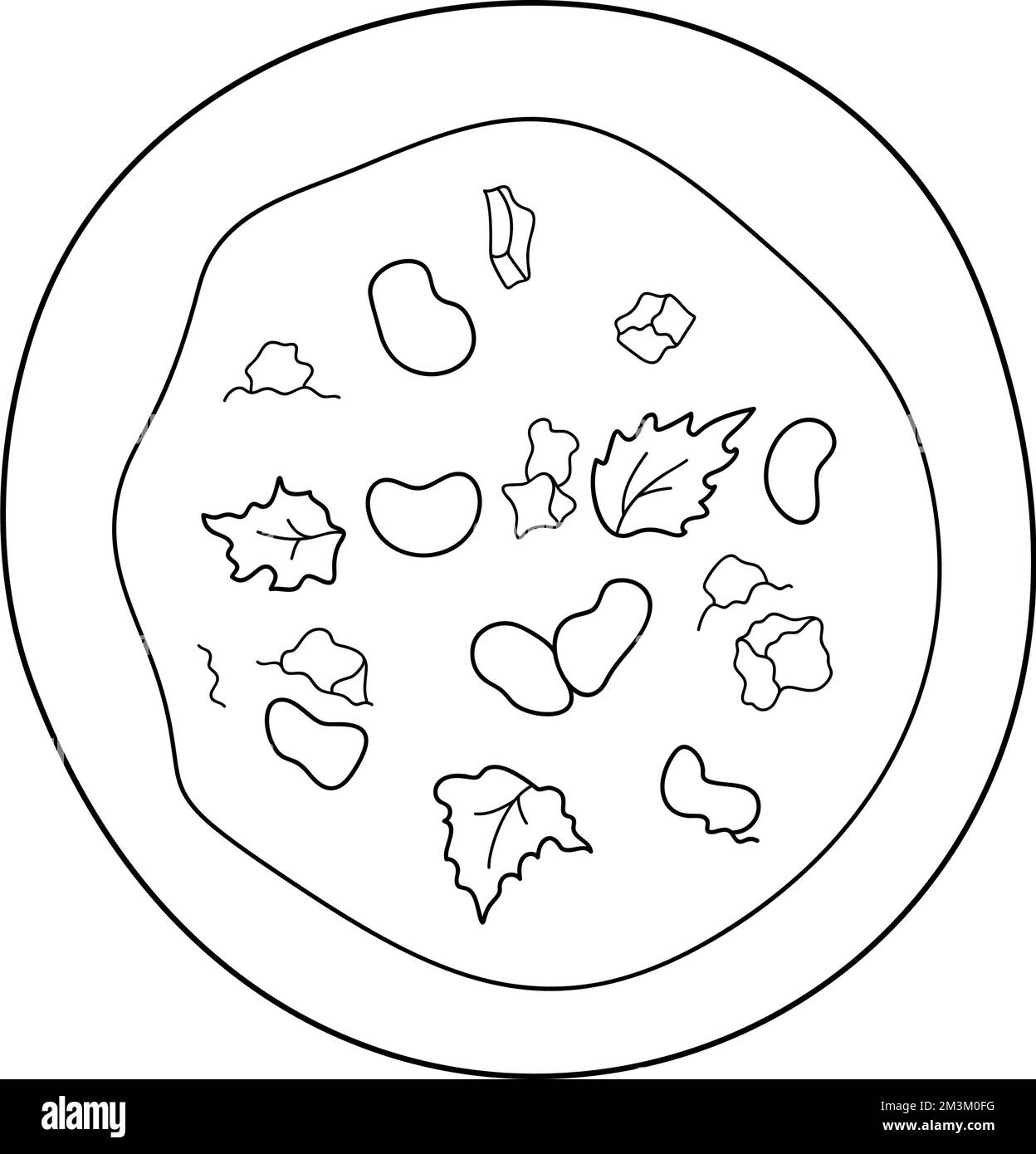 Bob chorba hot bean soup. Bulgarian traditional food. Vector handdrawn