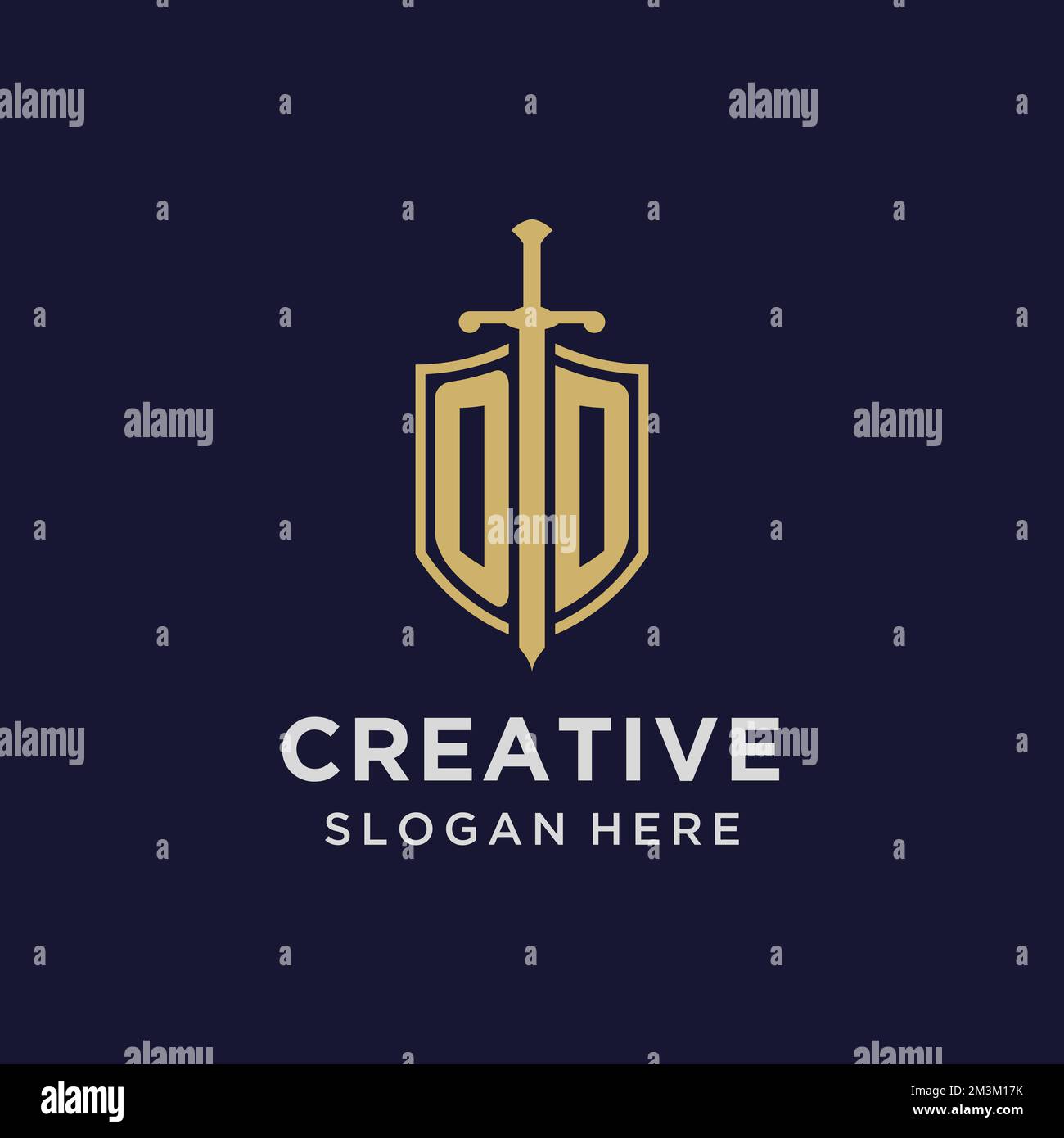 OD logo initial monogram with shield and sword design ideas Stock ...