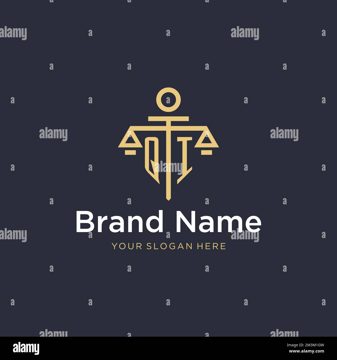 QI initial monogram logo with scale and pillar style design ideas Stock ...