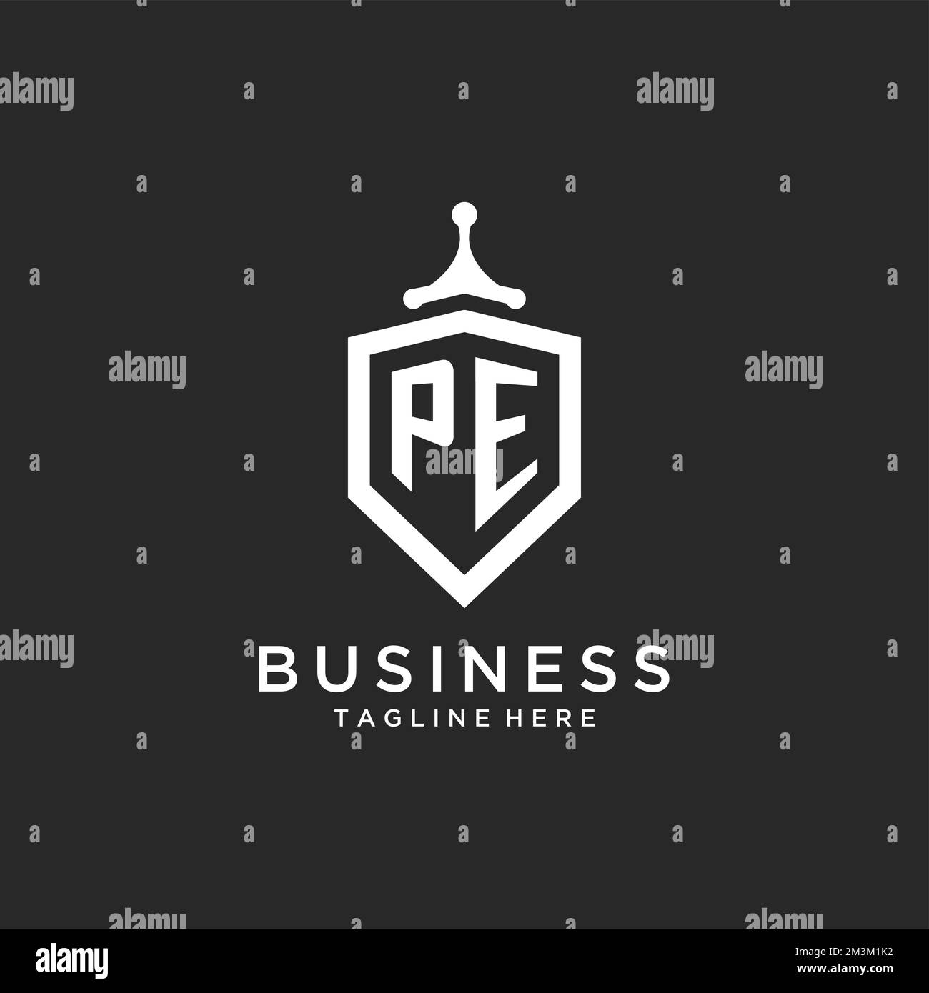 PE monogram logo initial with shield guard shape design ideas Stock ...