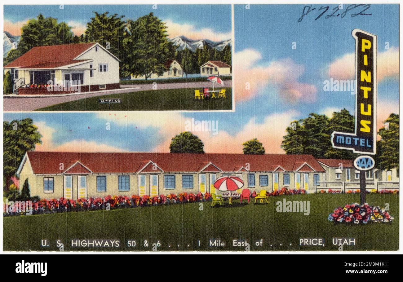 Pintus Motel, U.S. highways 50 & 6... 1 mile east of... Price, Utah , Motels, Tichnor Brothers Collection, postcards of the United States Stock Photo