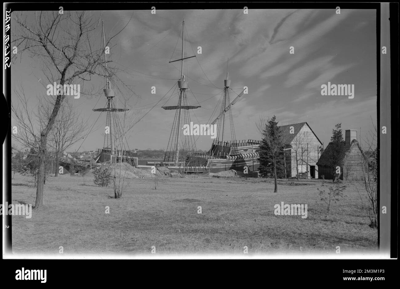 Pioneer Village, Exterior scene , Openair museums, Ships. Samuel Chamberlain Photograph