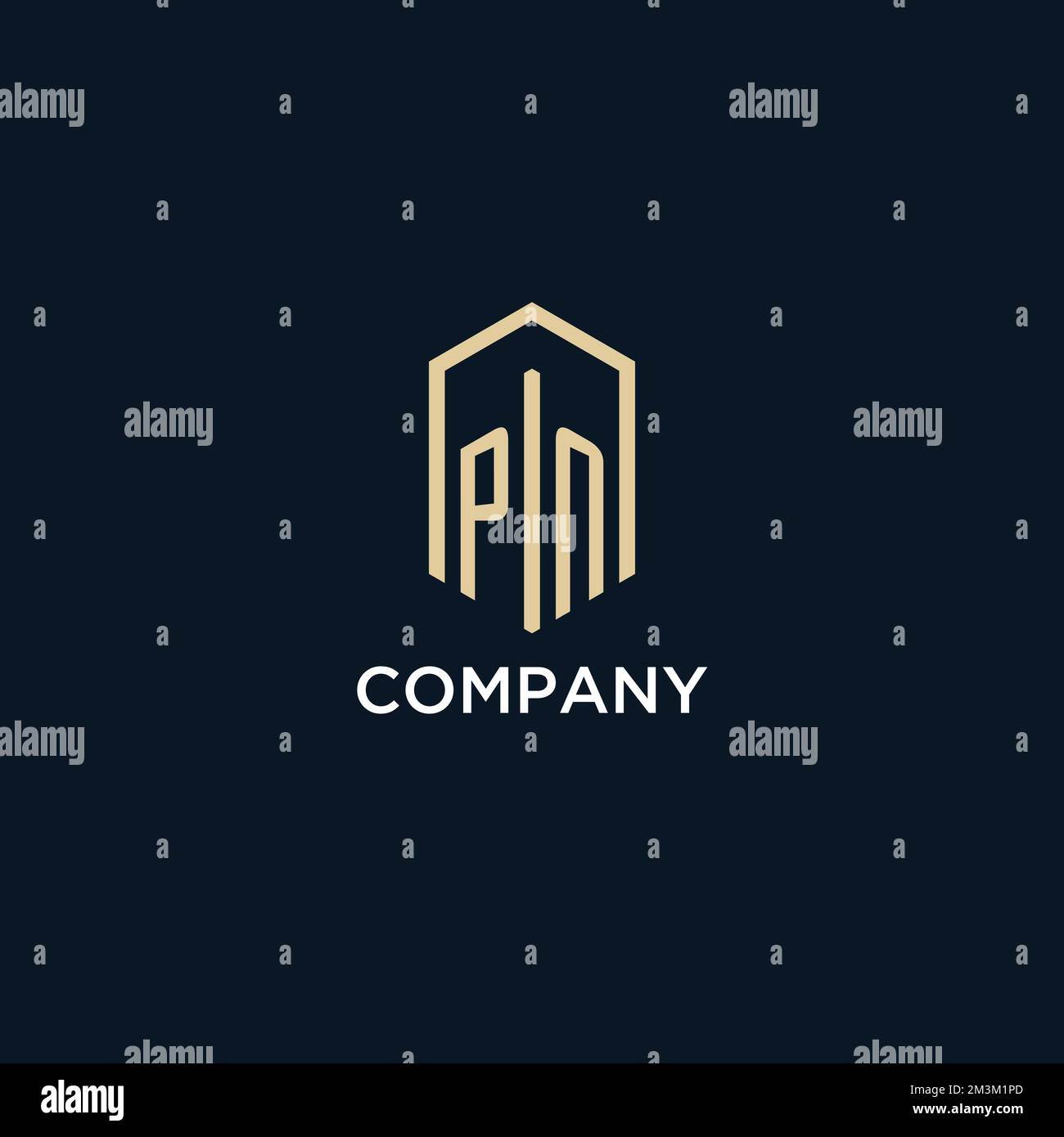 PN initial monogram logo with hexagonal shape style, real estate logo design ideas inspiration vector Stock Vector