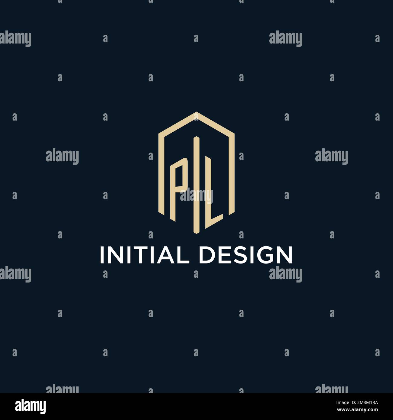 PL initial monogram logo with hexagonal shape style, real estate logo design ideas inspiration vector Stock Vector