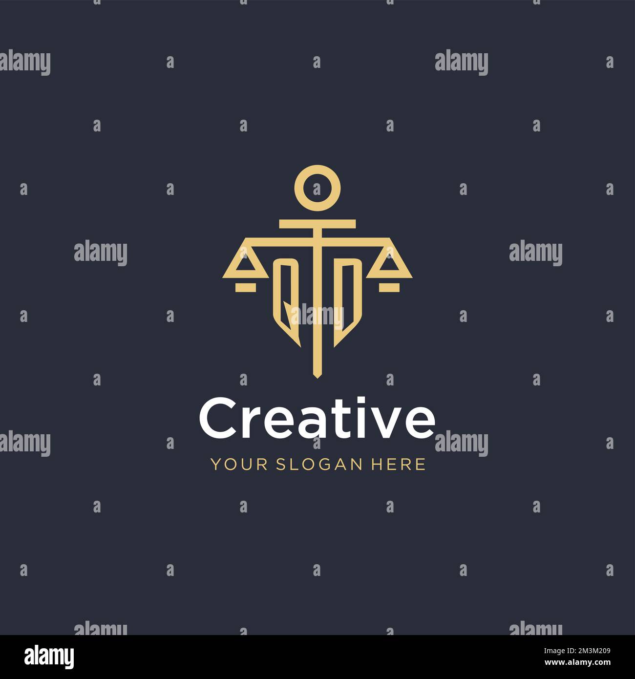 QD initial monogram logo with scale and pillar style design ideas Stock Vector