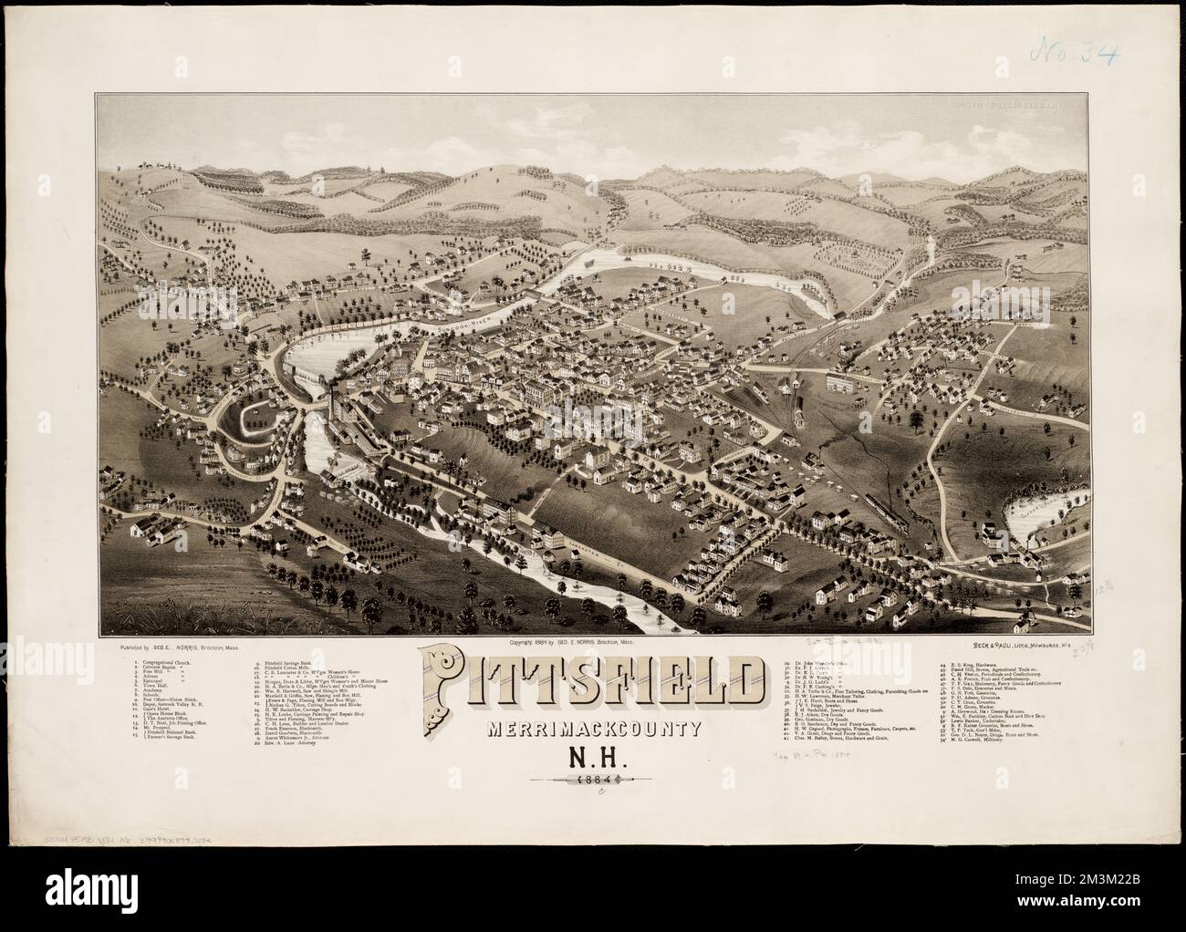 Pittsfield Merrimackcounty sic - Pittsfield Merrimackcounty Sic Nh 1884 Pittsfield Nh Aerial Views Norman B Leventhal Map Center Collection 2M3M22B 
