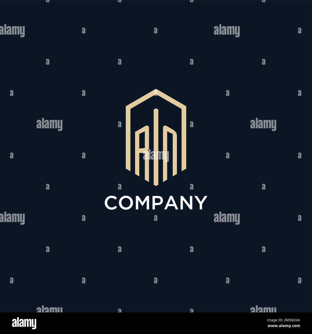 RN initial monogram logo with hexagonal shape style, real estate logo design ideas inspiration vector Stock Vector