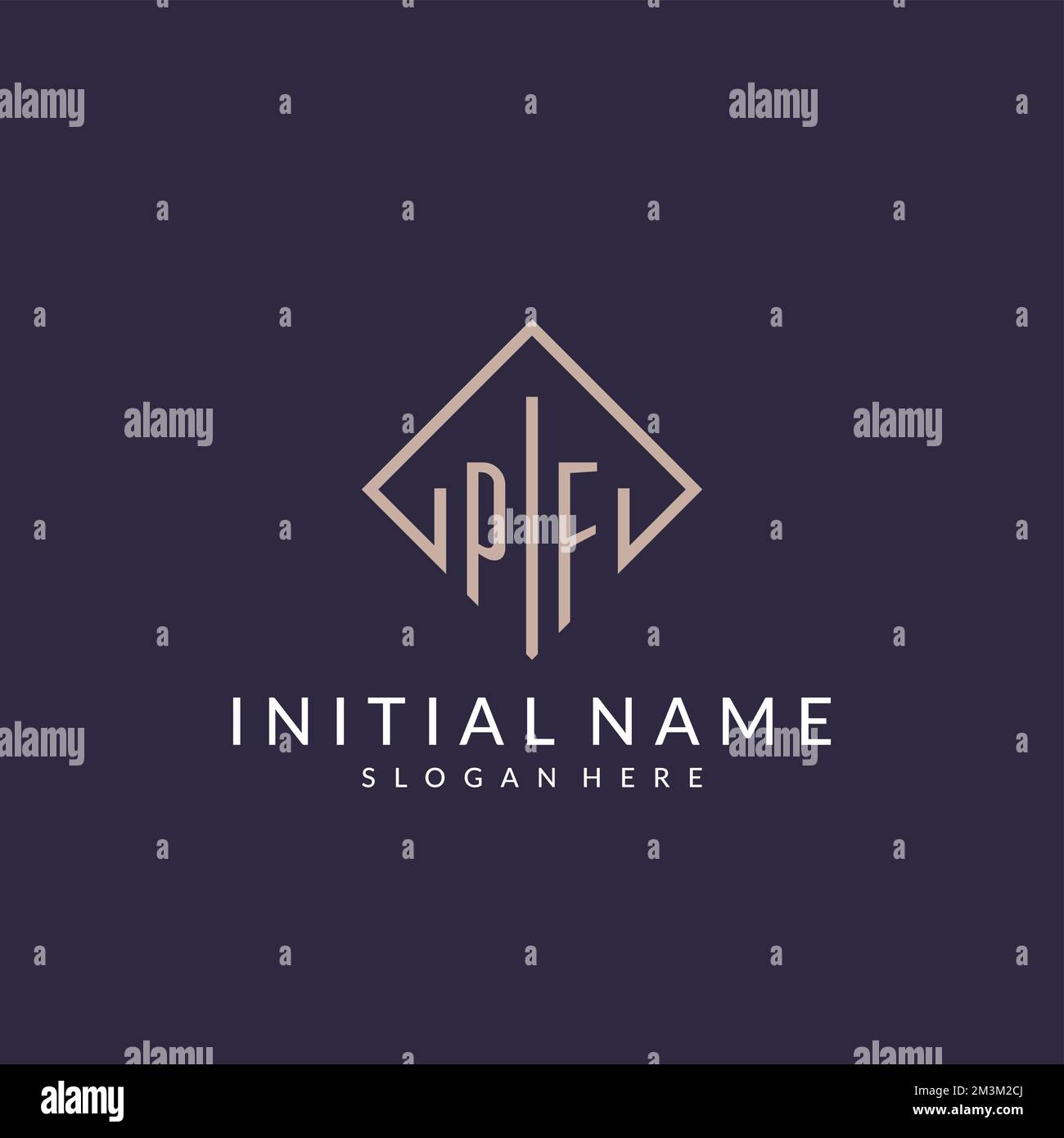 PF initial monogram logo with rectangle style design ideas Stock Vector ...