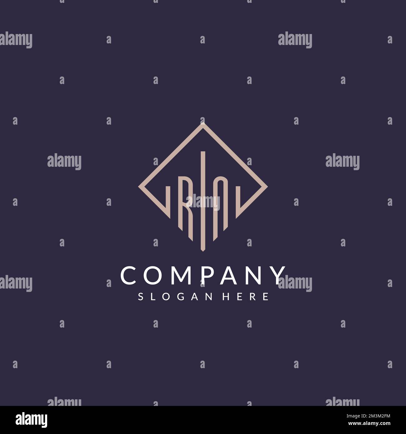 RN initial monogram logo with rectangle style design ideas Stock Vector