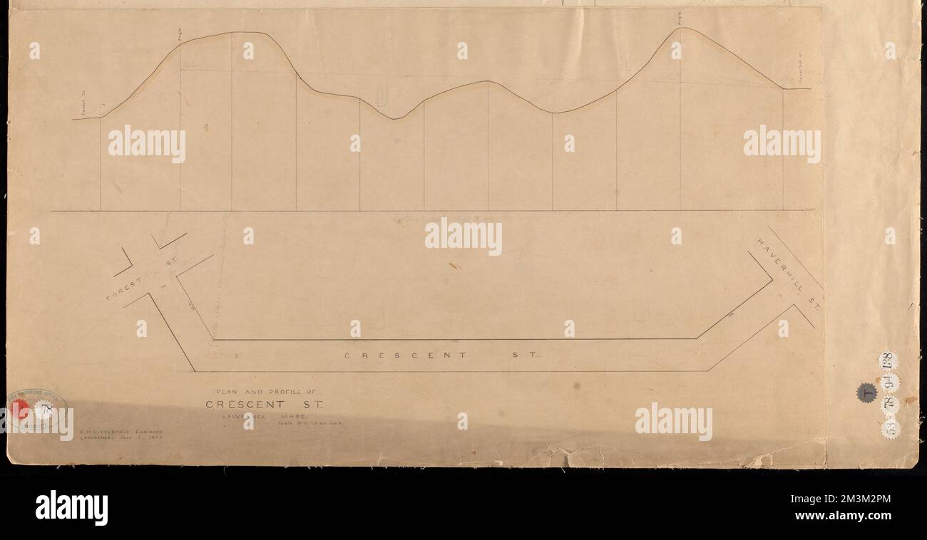 Plan and profile of Crescent St., Lawrence, Mass. , Streets. Lawrence
