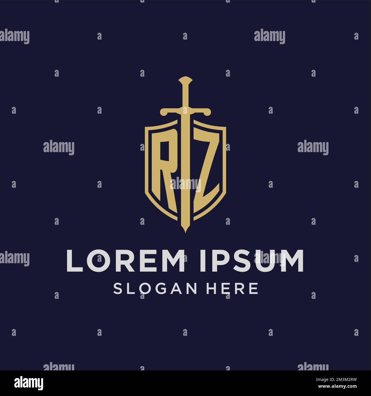 RZ logo initial monogram with shield and sword design ideas Stock ...
