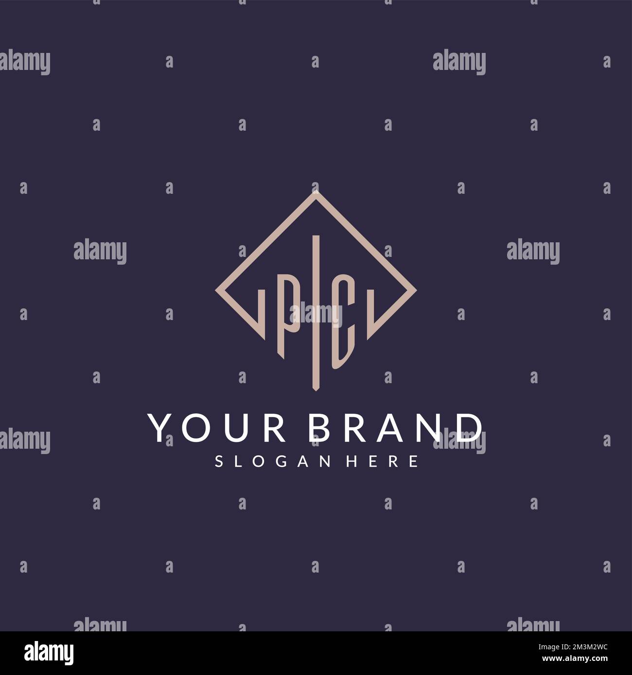 PC initial monogram logo with rectangle style design ideas Stock Vector