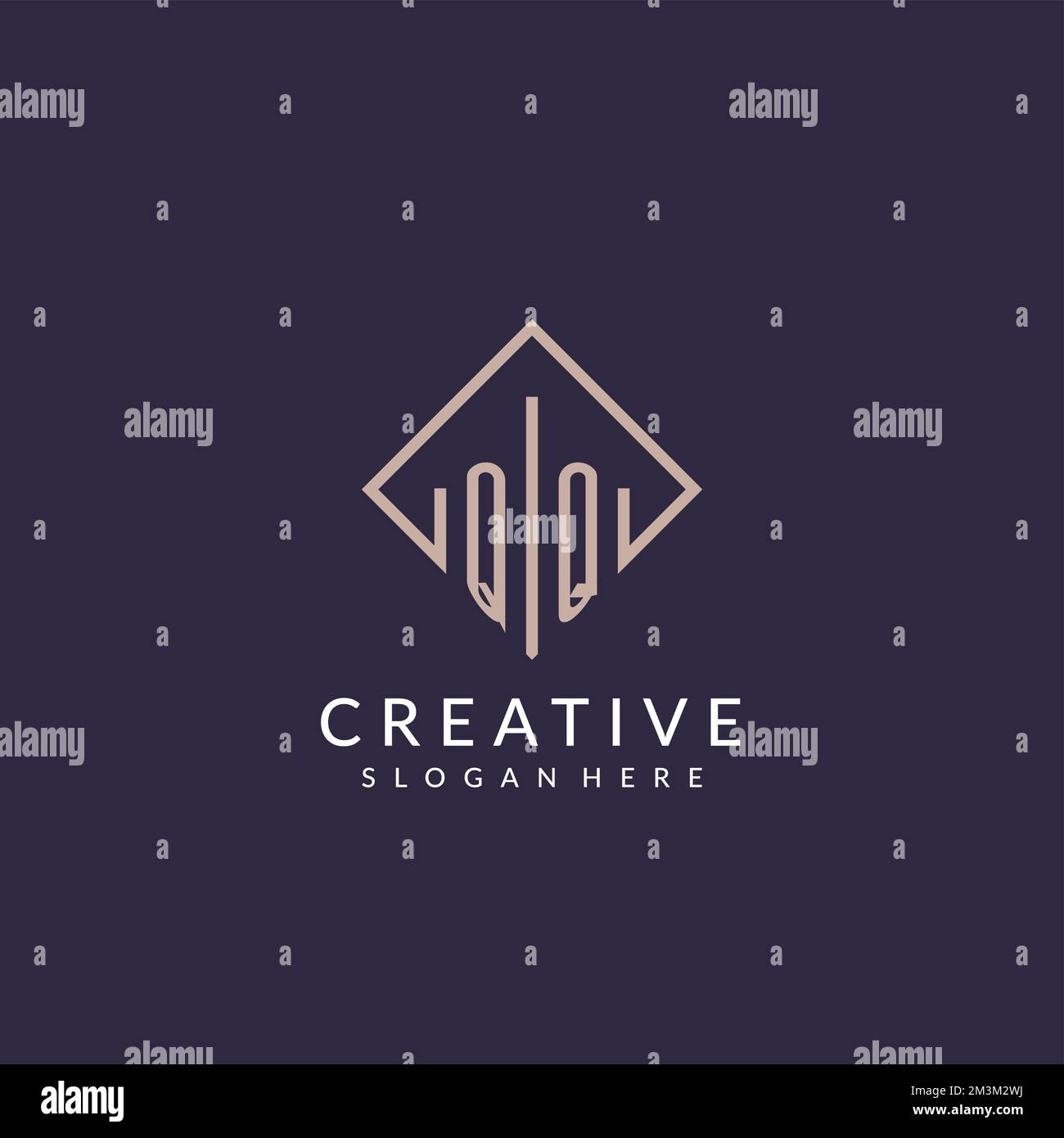 QQ initial monogram logo with rectangle style design ideas Stock Vector