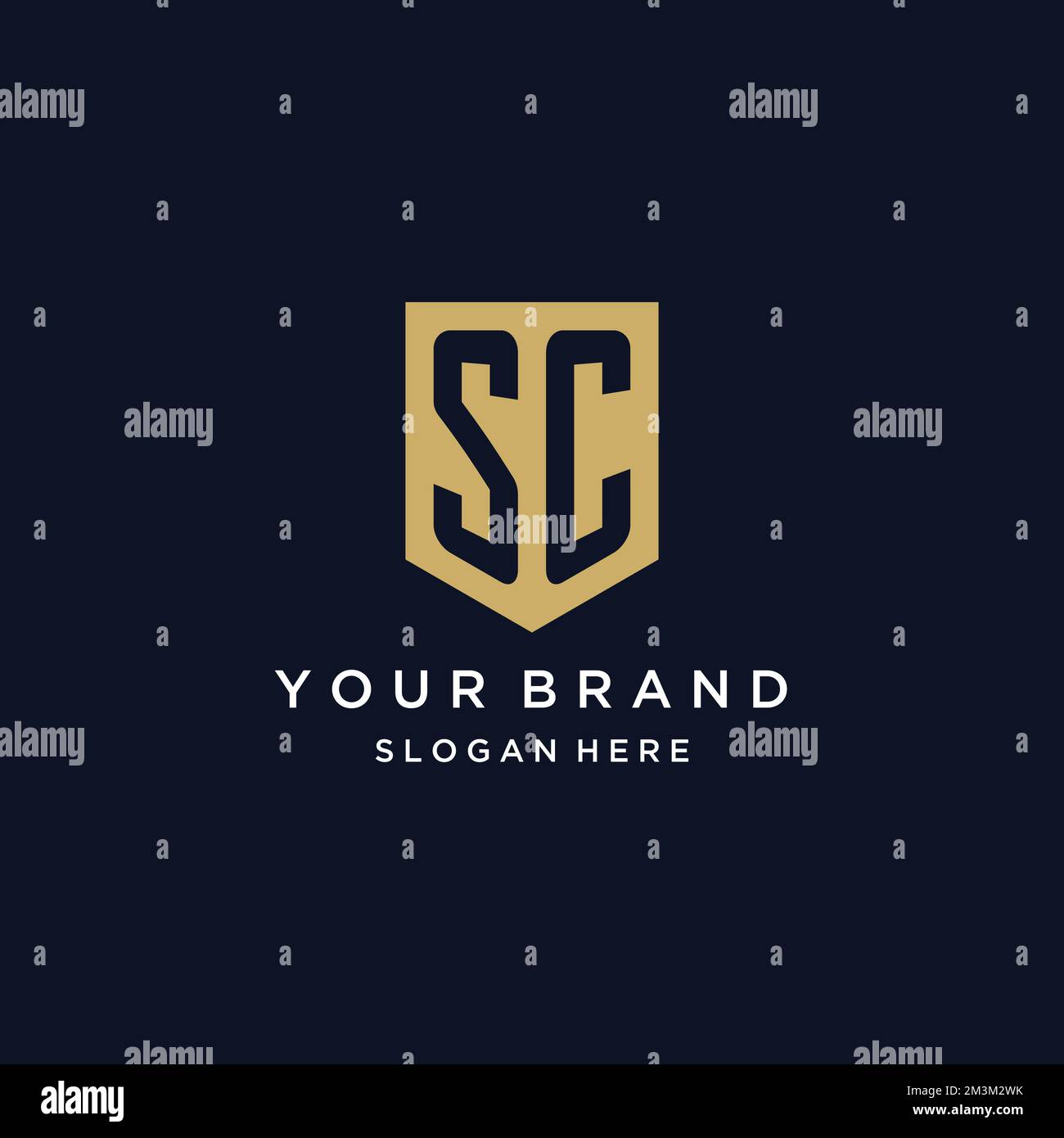 SC monogram initials logo design with shield icon template Stock Vector ...