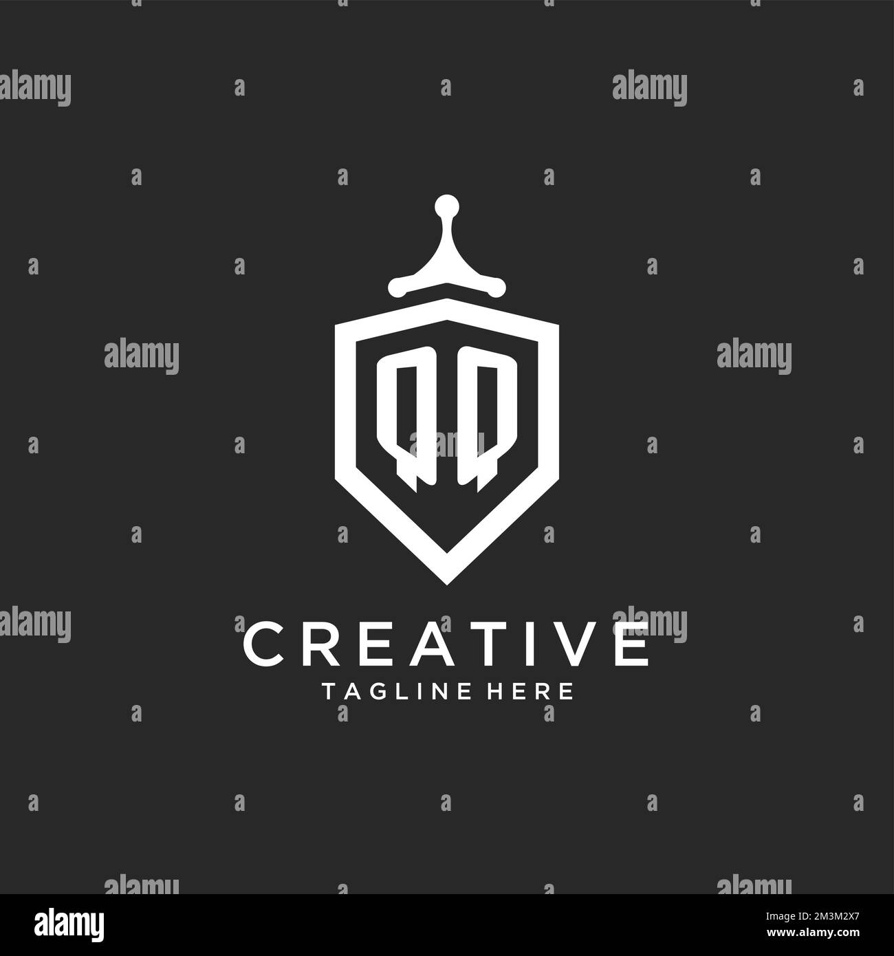 QQ monogram logo initial with shield guard shape design ideas Stock ...
