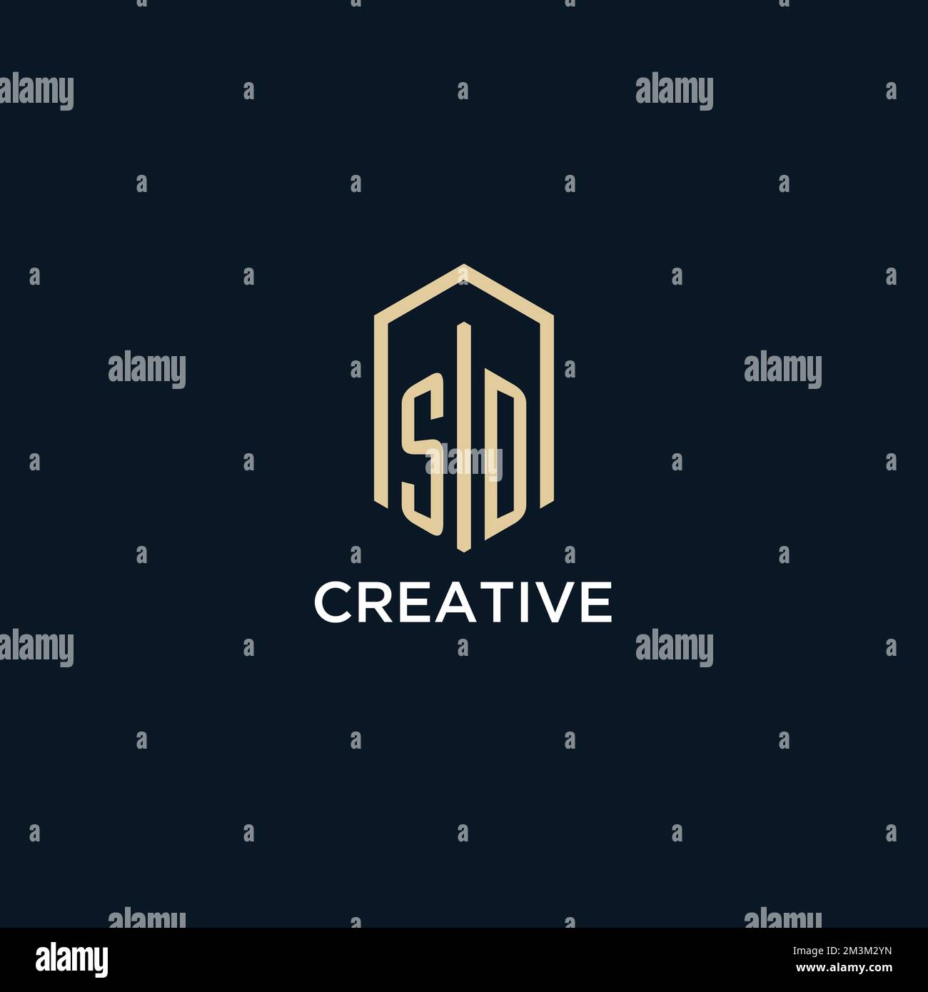 SD initial monogram logo with hexagonal shape style, real estate logo design ideas inspiration vector Stock Vector