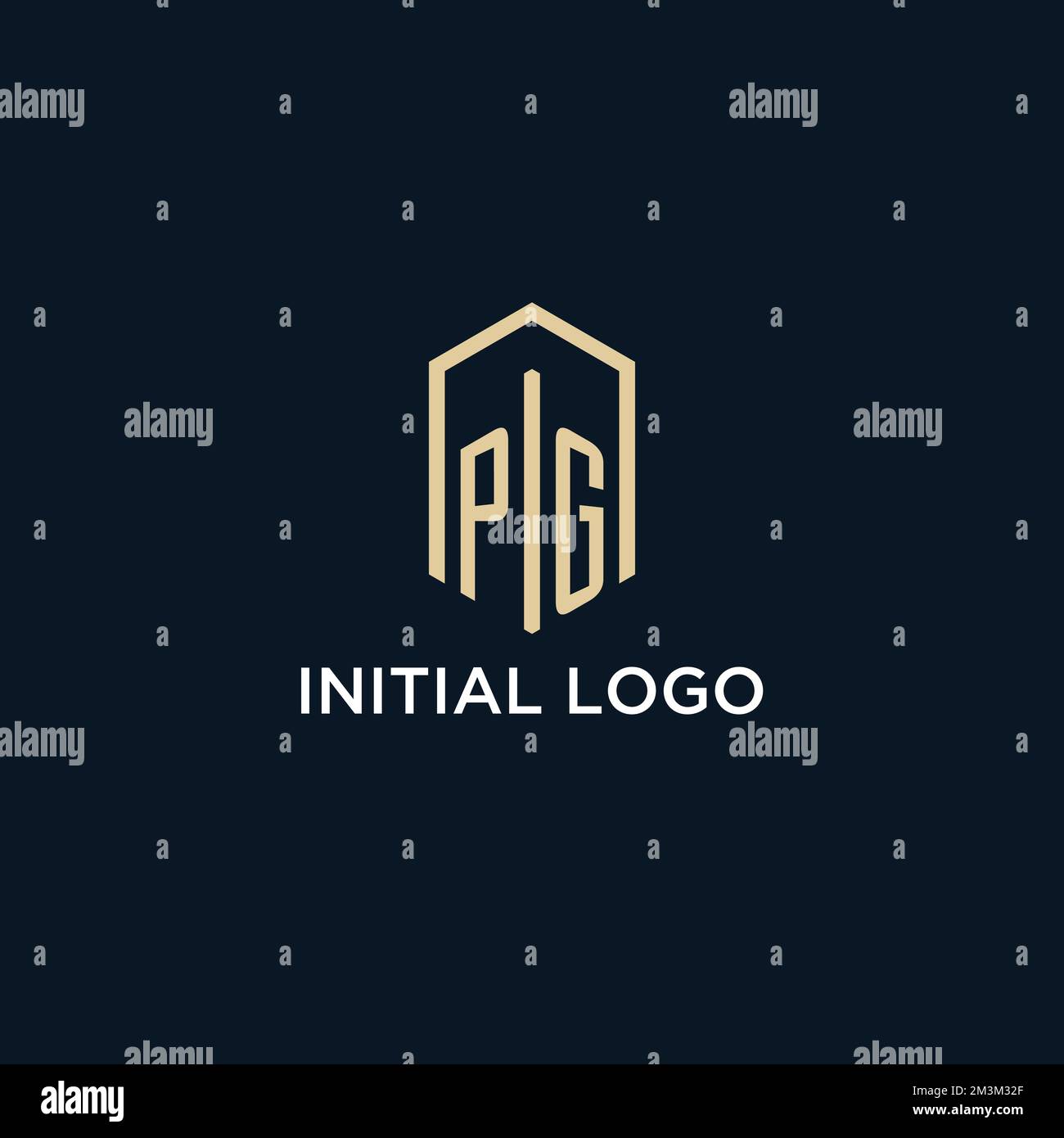 PG initial monogram logo with hexagonal shape style, real estate logo design ideas inspiration vector Stock Vector