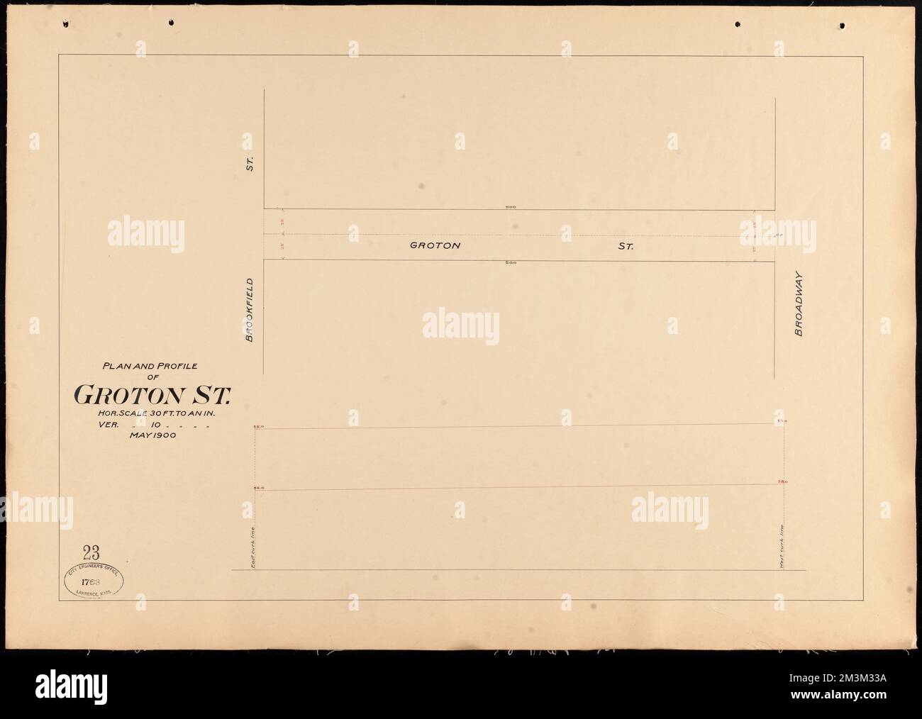 Plan and profile of Groton St. , Streets. Lawrence Stock Photo Alamy