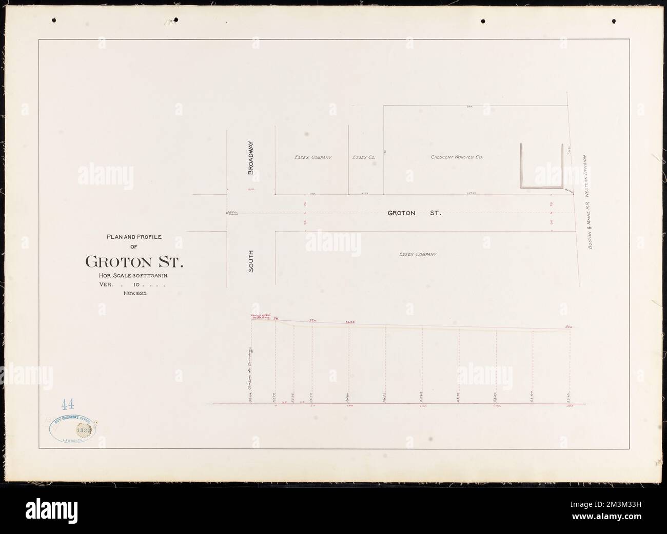 Plan and profile of Groton St. , Streets. Lawrence Stock Photo Alamy