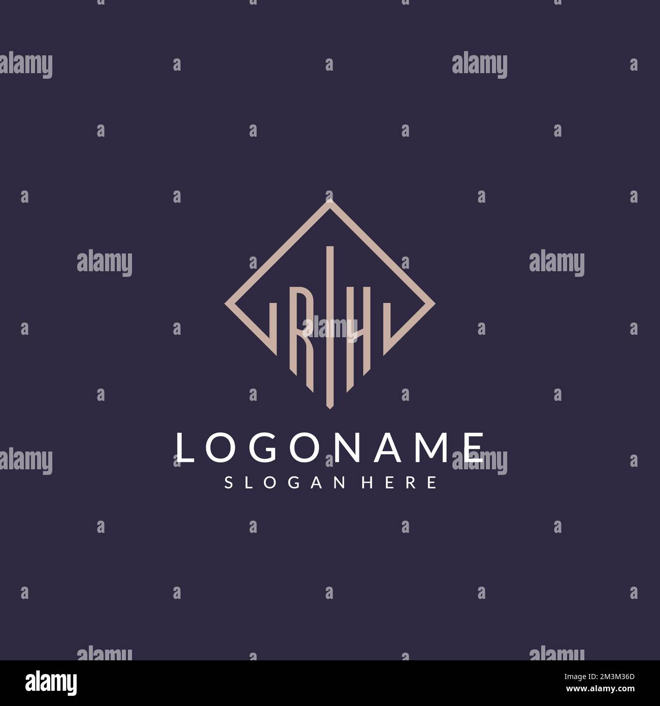 RH initial monogram logo with rectangle style design ideas Stock Vector