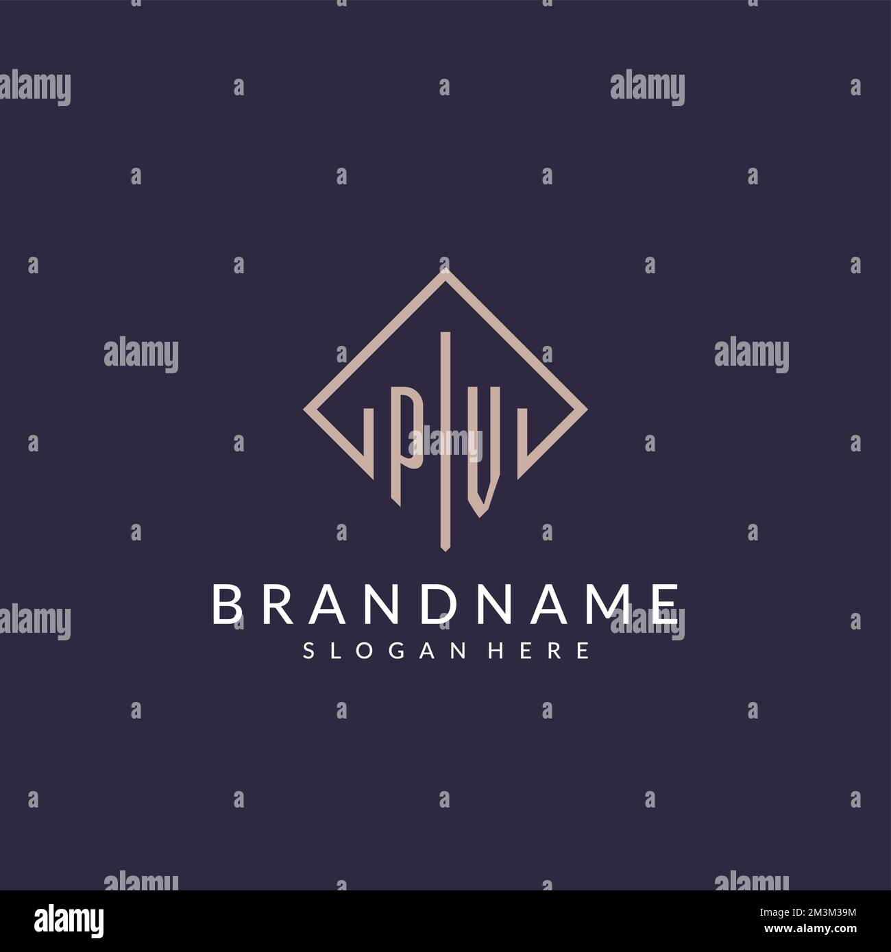 PV initial monogram logo with rectangle style design ideas Stock Vector