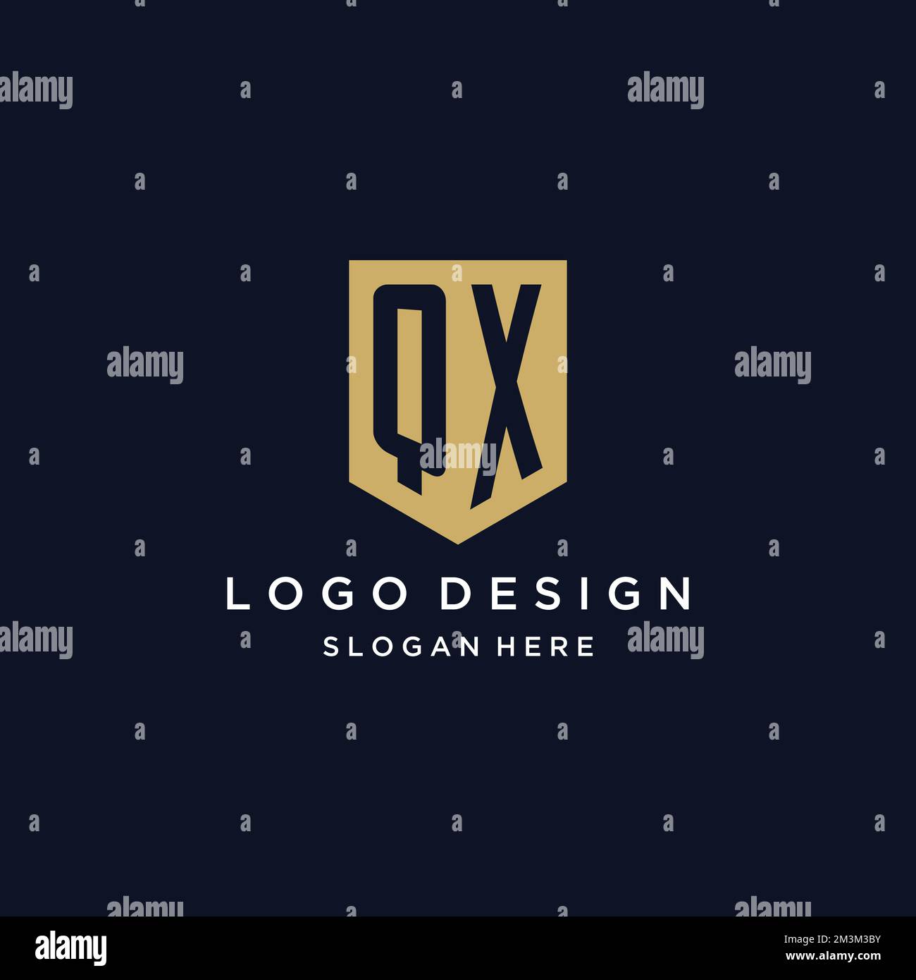 QX monogram initials logo design with shield icon template Stock Vector
