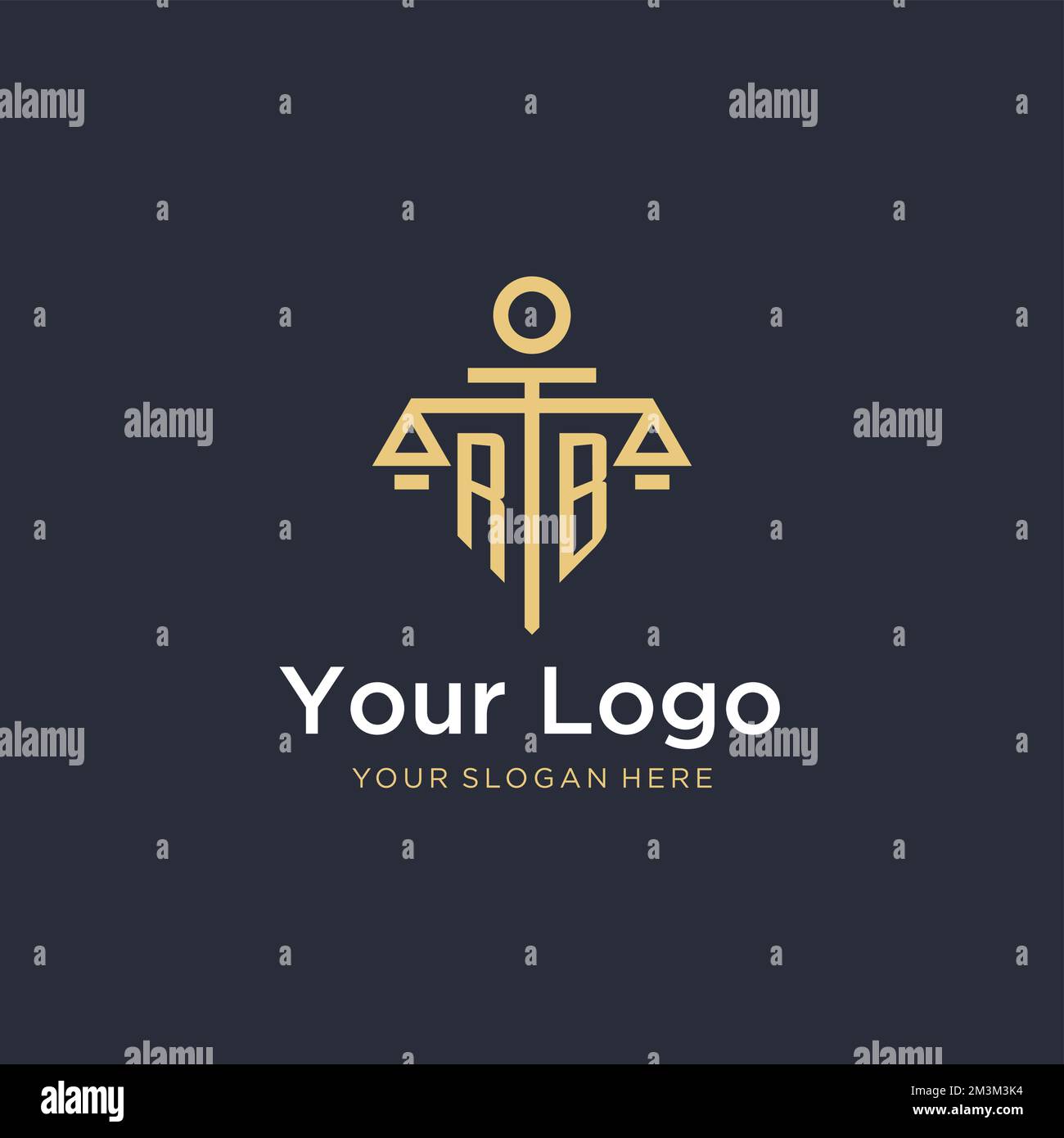RB initial monogram logo with scale and pillar style design ideas Stock ...