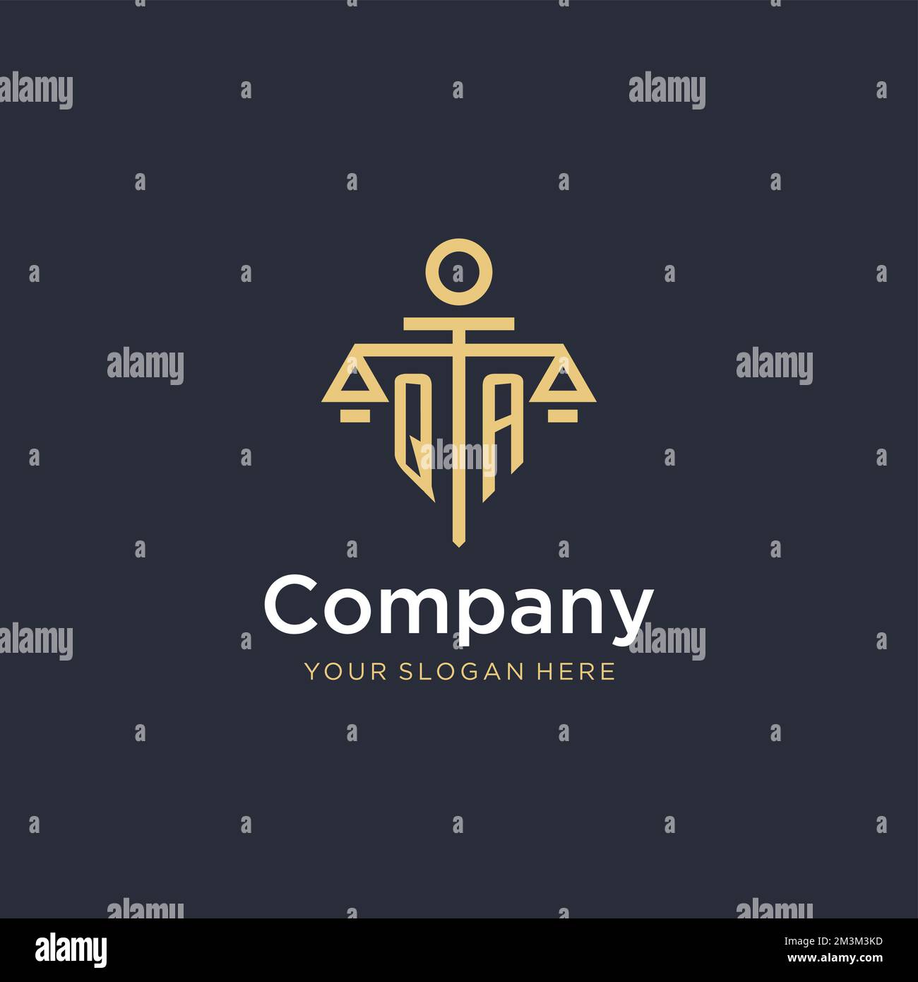 QA initial monogram logo with scale and pillar style design ideas Stock Vector