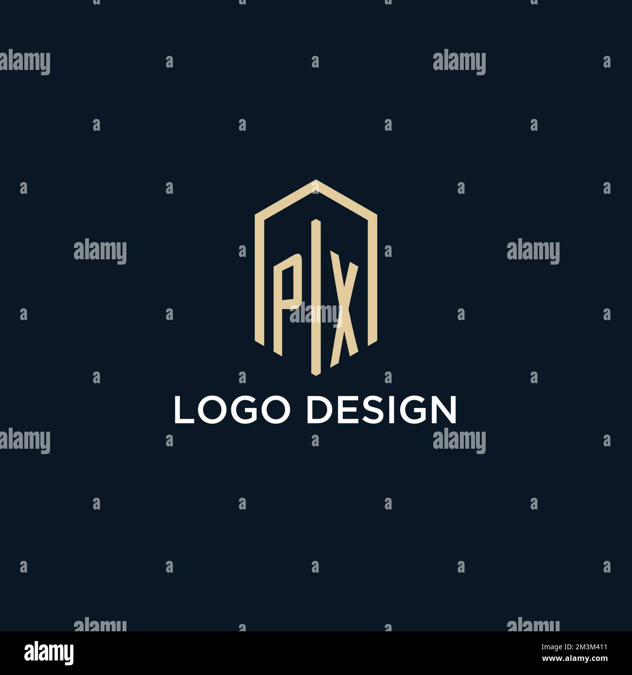 PX initial monogram logo with hexagonal shape style, real estate logo design ideas inspiration vector Stock Vector