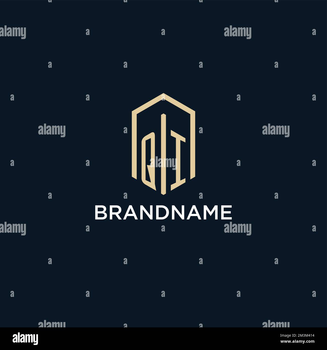 QI initial monogram logo with hexagonal shape style, real estate logo design ideas inspiration vector Stock Vector