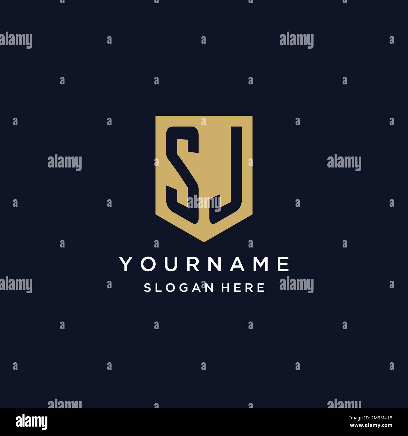 SJ monogram initials logo design with shield icon template Stock Vector
