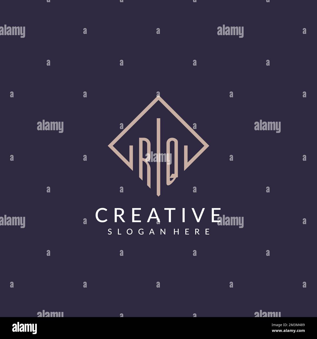 RQ initial monogram logo with rectangle style design ideas Stock Vector