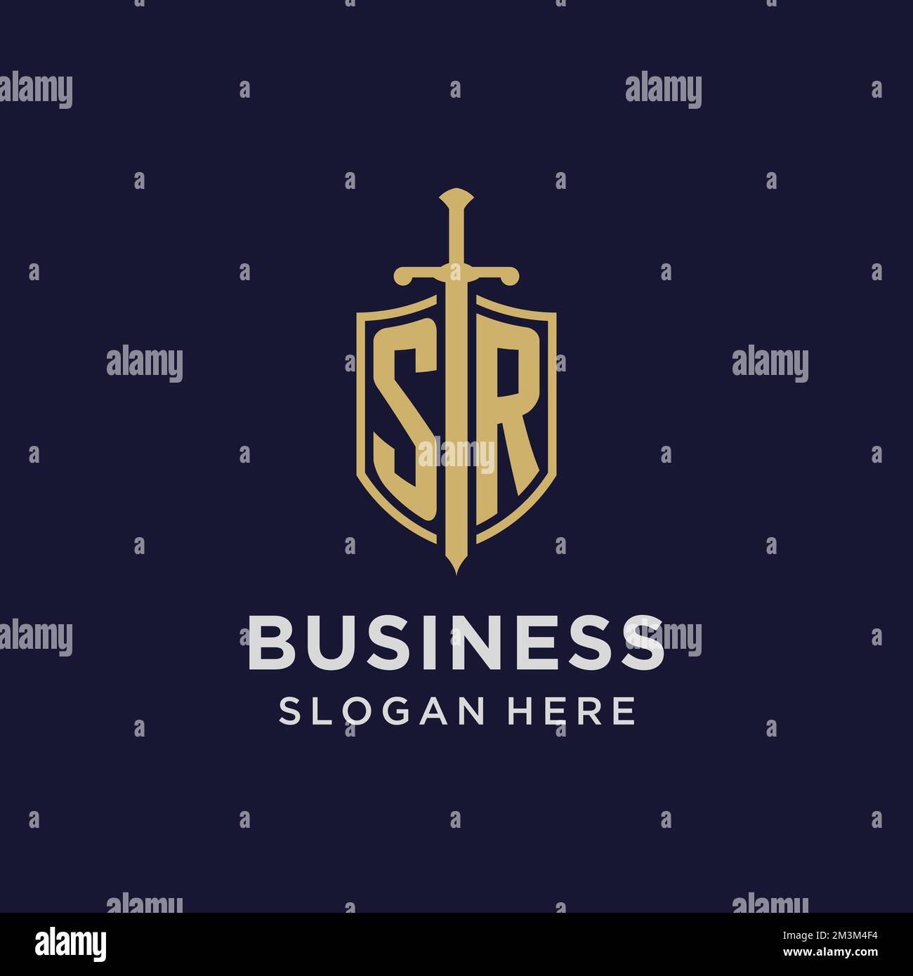 SR logo initial monogram with shield and sword design ideas Stock ...