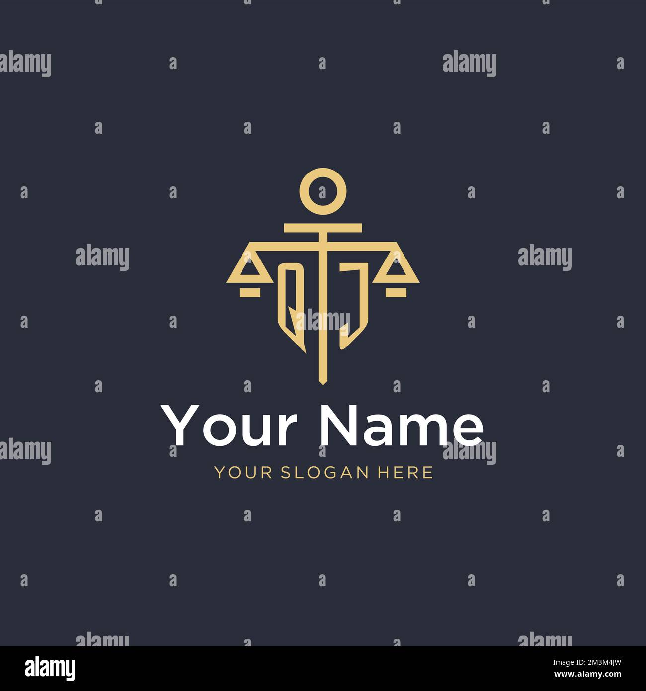 QJ initial monogram logo with scale and pillar style design ideas Stock ...