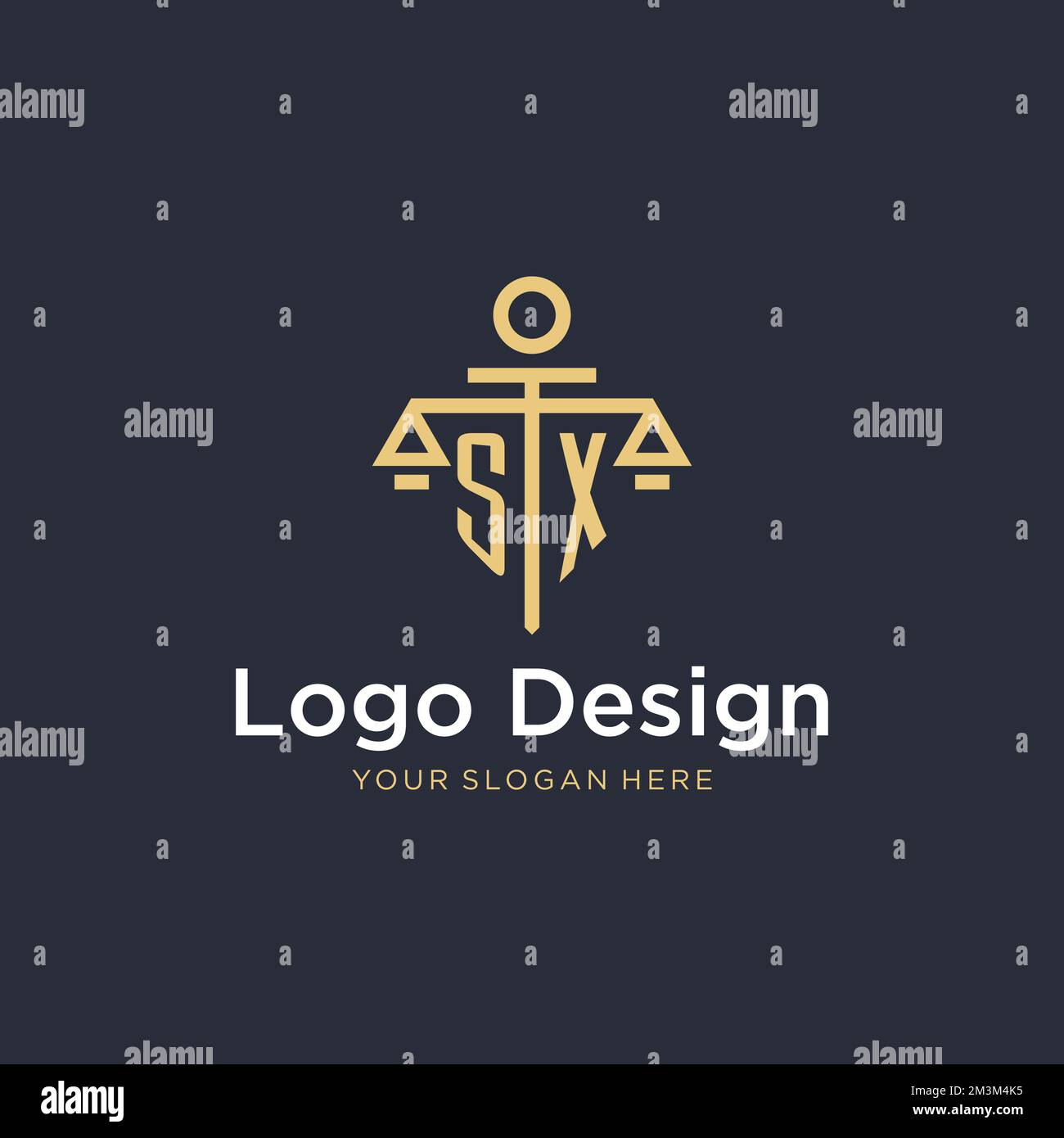 SX initial monogram logo with scale and pillar style design ideas Stock ...