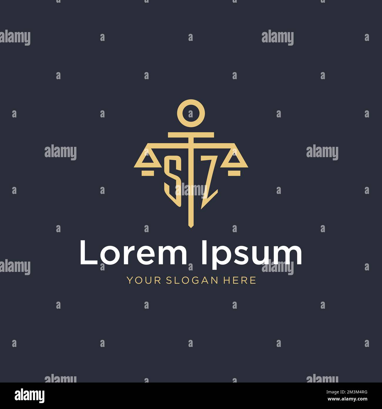 SZ initial monogram logo with scale and pillar style design ideas Stock ...