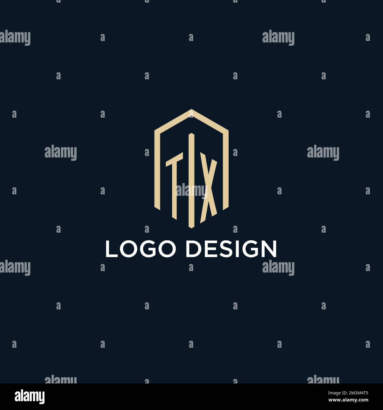 TX initial monogram logo with hexagonal shape style, real estate logo design ideas inspiration vector Stock Vector