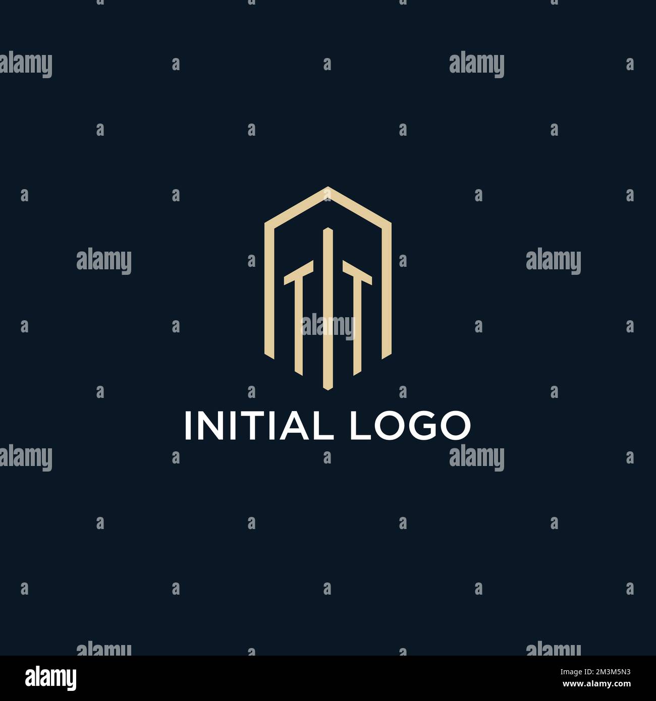 TT initial monogram logo with hexagonal shape style, real estate logo design ideas inspiration vector Stock Vector