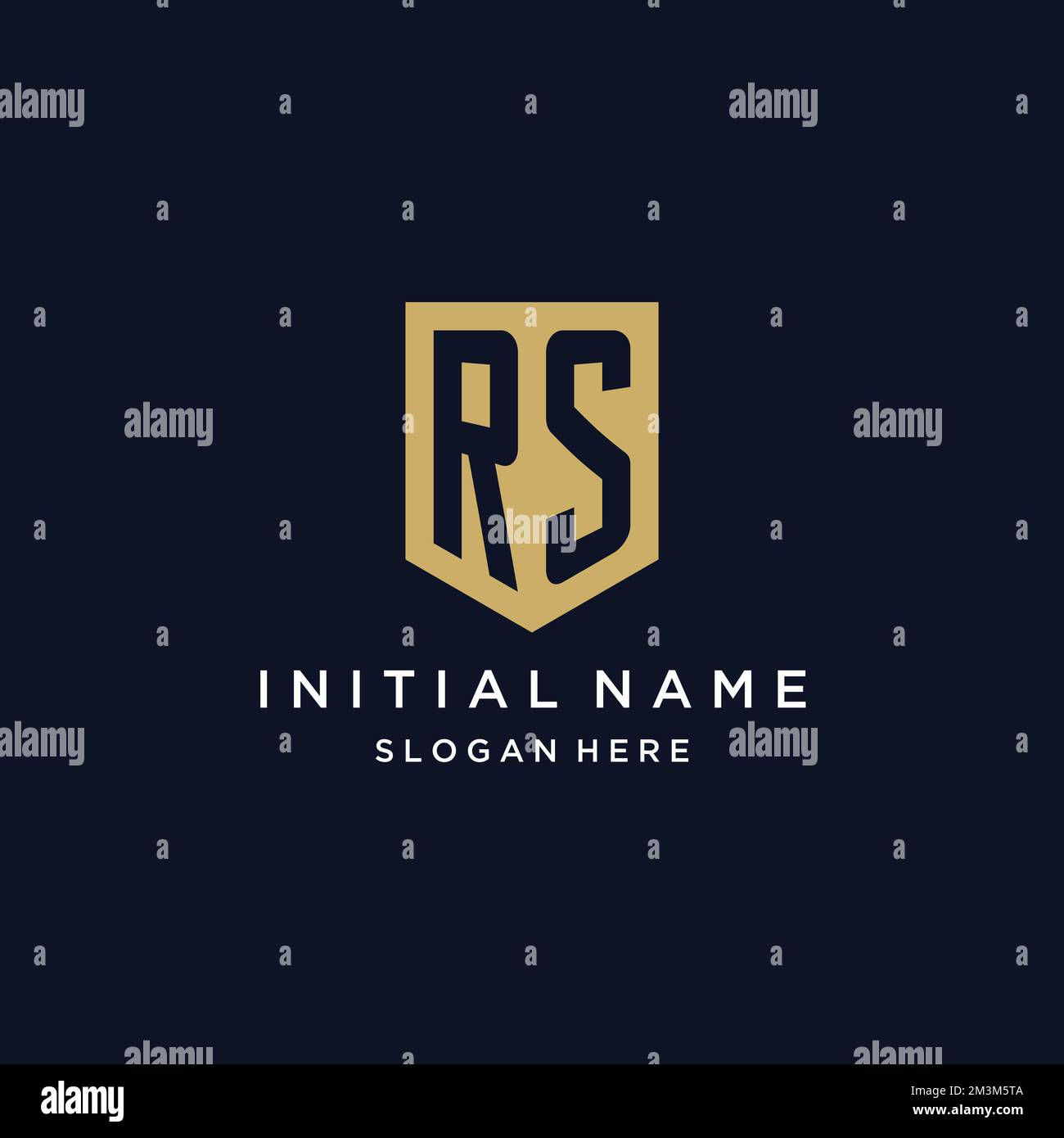 RS monogram initials logo design with shield icon template Stock Vector