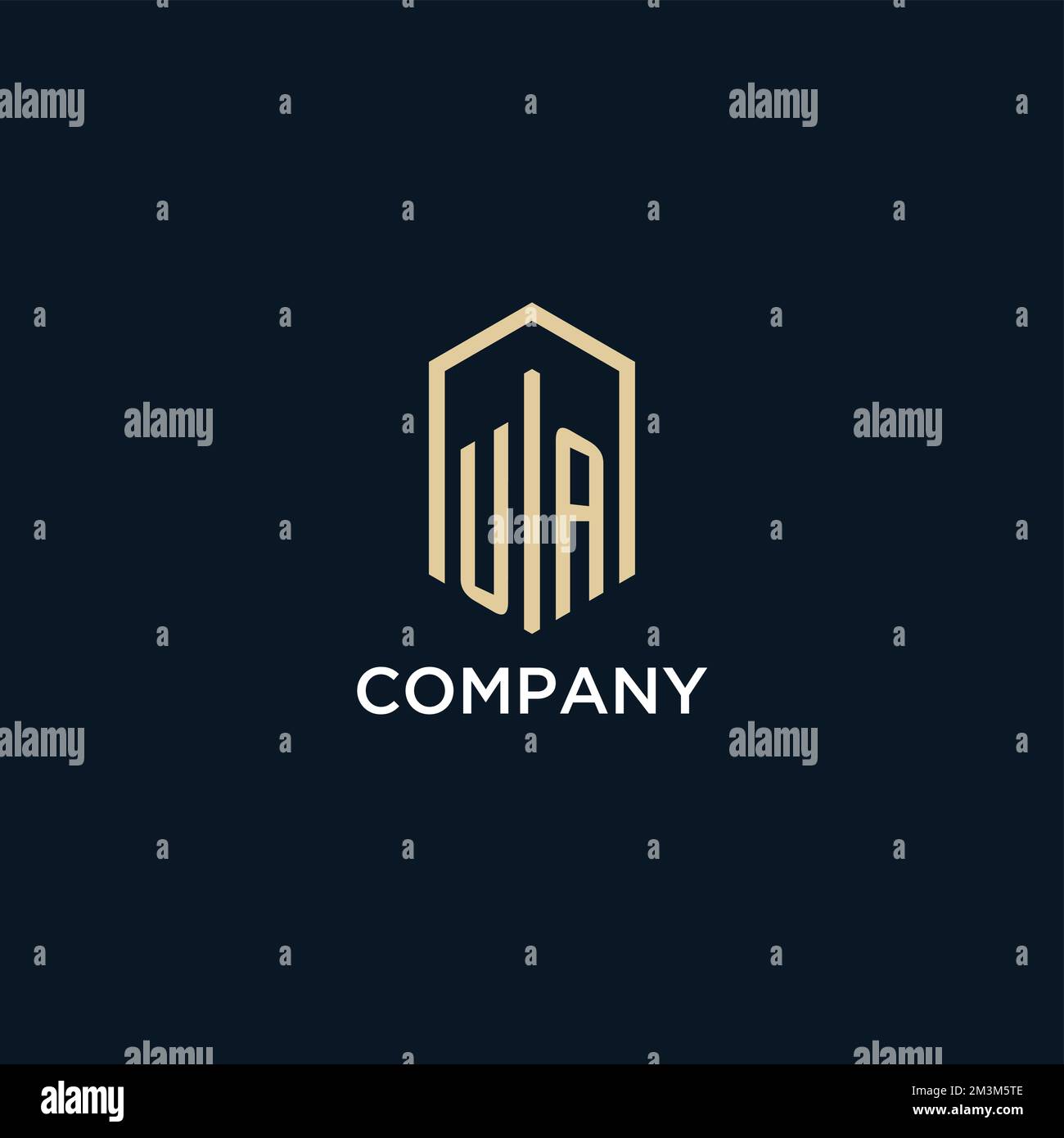 UA initial monogram logo with hexagonal shape style, real estate logo