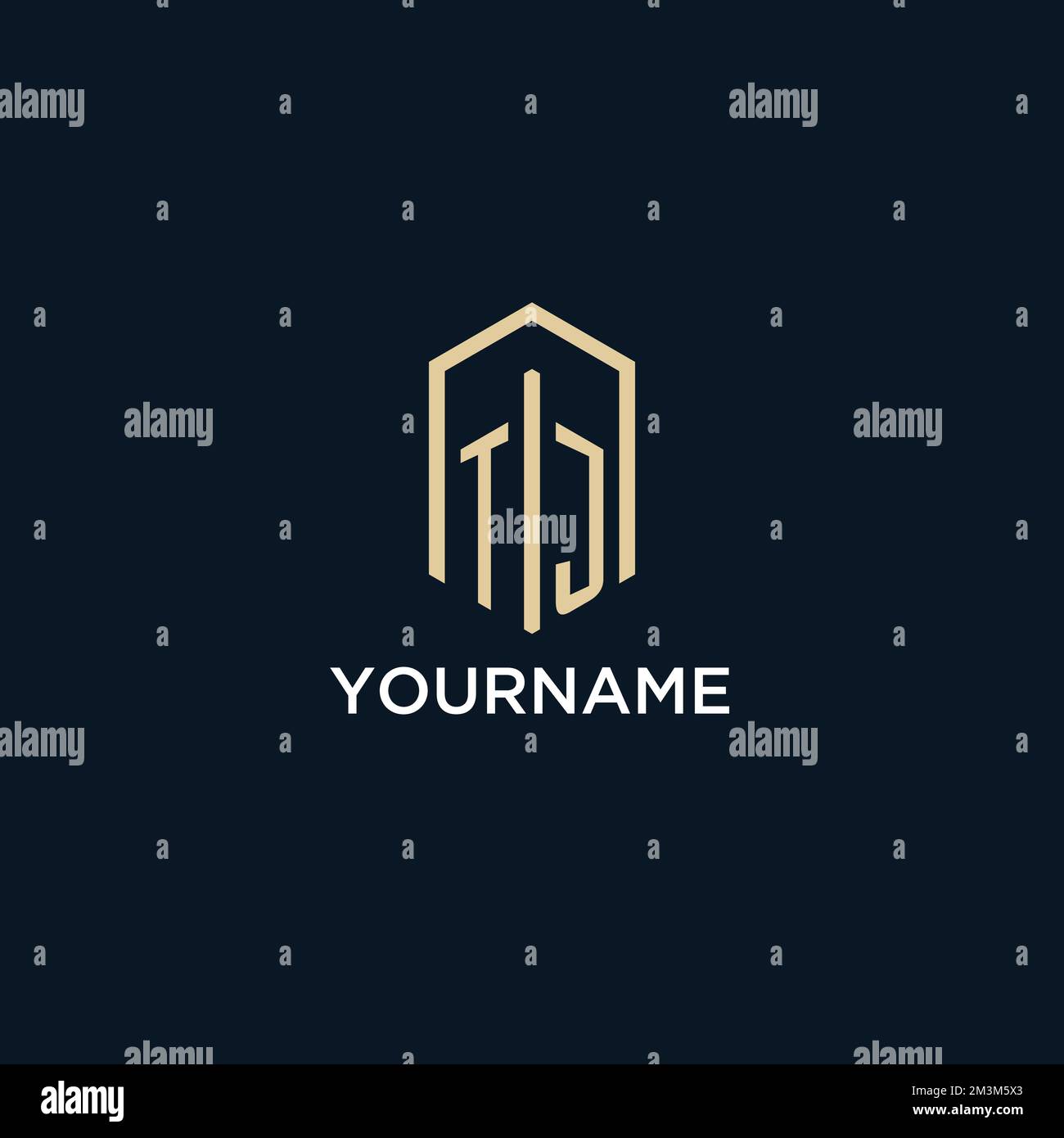 TJ initial monogram logo with hexagonal shape style, real estate logo design ideas inspiration vector Stock Vector