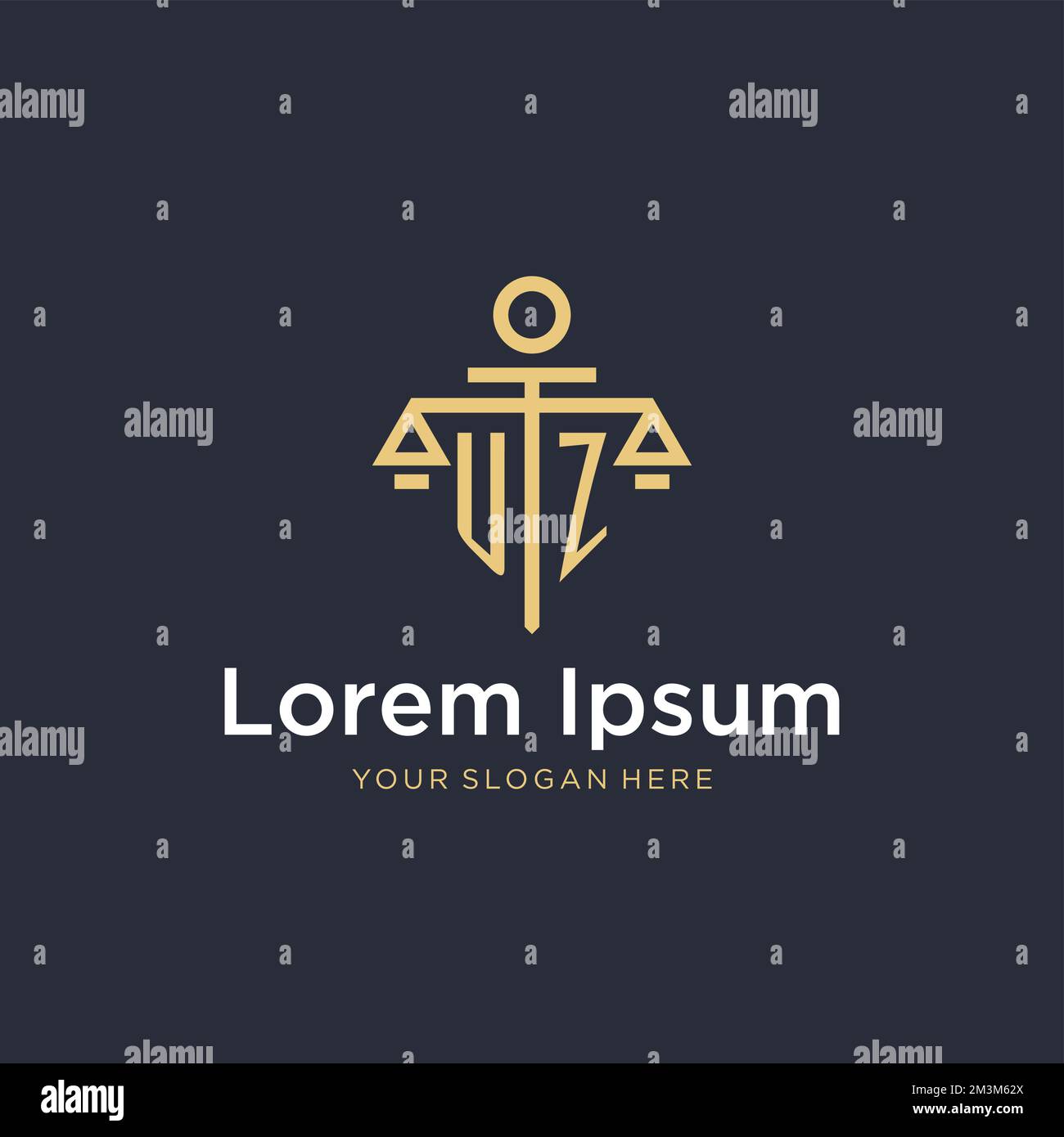 UZ initial monogram logo with scale and pillar style design ideas Stock Vector